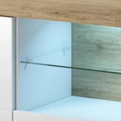 Garnero Arredamenti Credenze Moderne|Madie Moderne-Credenza 159x83h cm 3 ante 1 cassetto bianco lucido rovere Tahiti