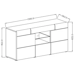 Garnero Arredamenti Credenze Moderne|Madie Moderne-Credenza 159x83h cm 3 ante 1 cassetto bianco lucido rovere Tahiti