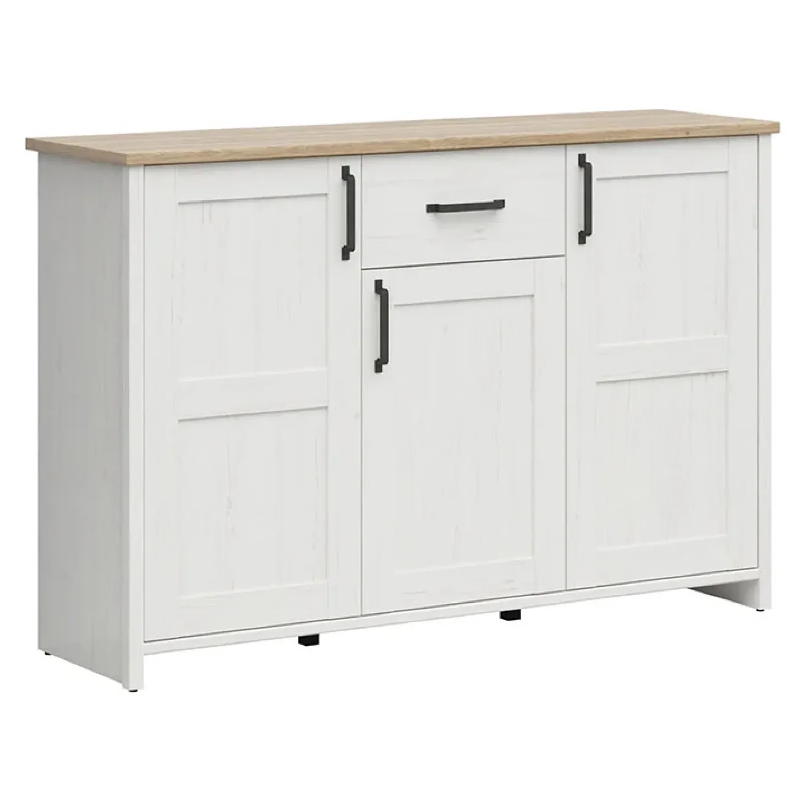 Garnero Arredamenti Credenze Moderne|Madie Moderne-Credenza 148x99h cm 3 ante 1 cassetto scandinava bianco frassinato rovere Lars