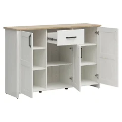 Garnero Arredamenti Credenze Moderne|Madie Moderne-Credenza 148x99h cm 3 ante 1 cassetto scandinava bianco frassinato rovere Lars