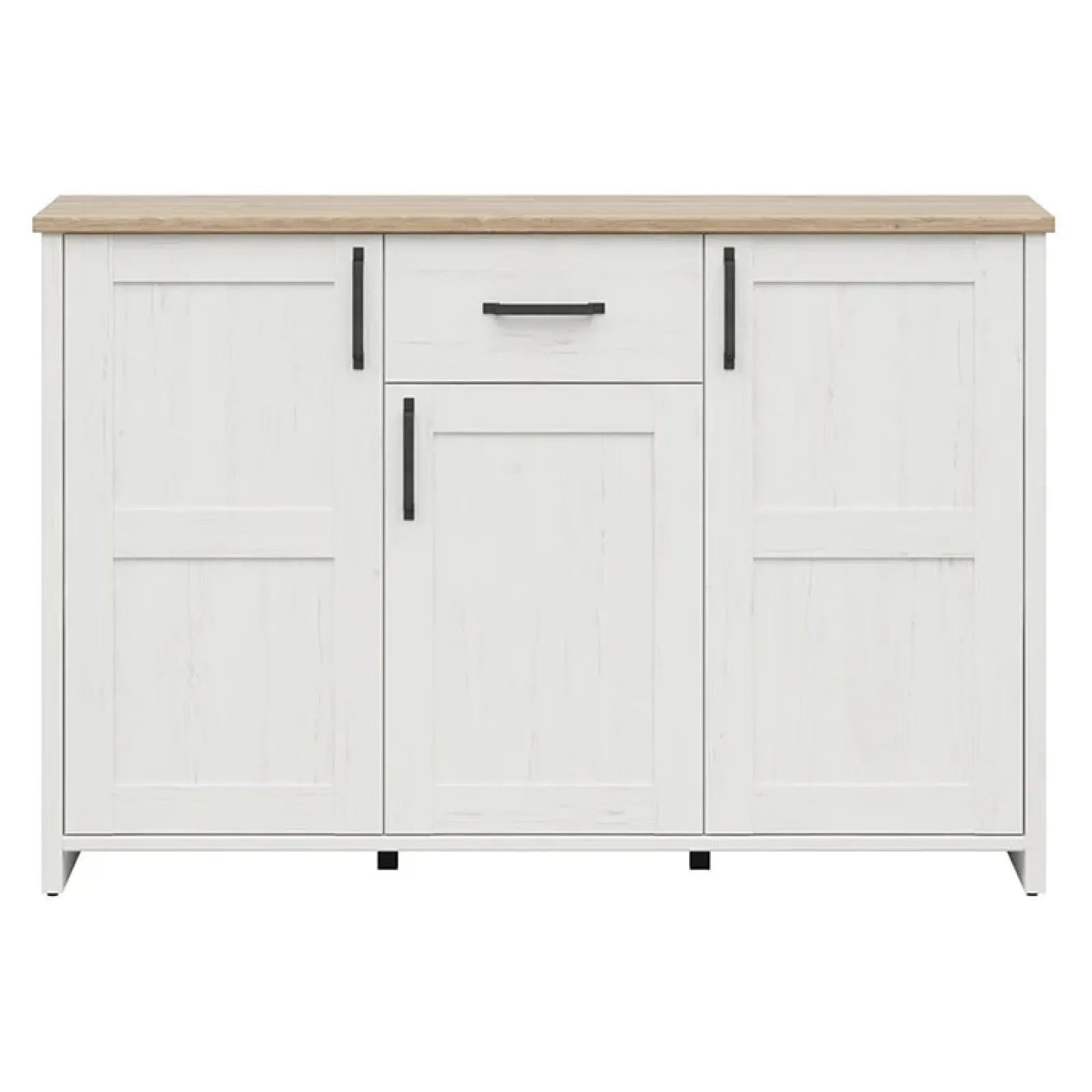 Garnero Arredamenti Credenze Moderne|Madie Moderne-Credenza 148x99h cm 3 ante 1 cassetto scandinava bianco frassinato rovere Lars