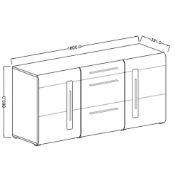 Garnero Arredamenti Credenze Moderne|Madie Moderne-Credenza 180x86h cm 2 ante 3 cassetti moderna rovere nero Maiorca