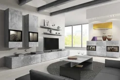 Garnero Arredamenti Credenze Moderne|Madie Moderne-Credenza 132x70h cm 2 ante 3 cassetti moderna Emotion Gihome® Cemento