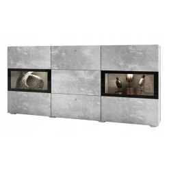 Garnero Arredamenti Credenze Moderne|Madie Moderne-Credenza 132x70h cm 2 ante 3 cassetti moderna Emotion Gihome® Cemento