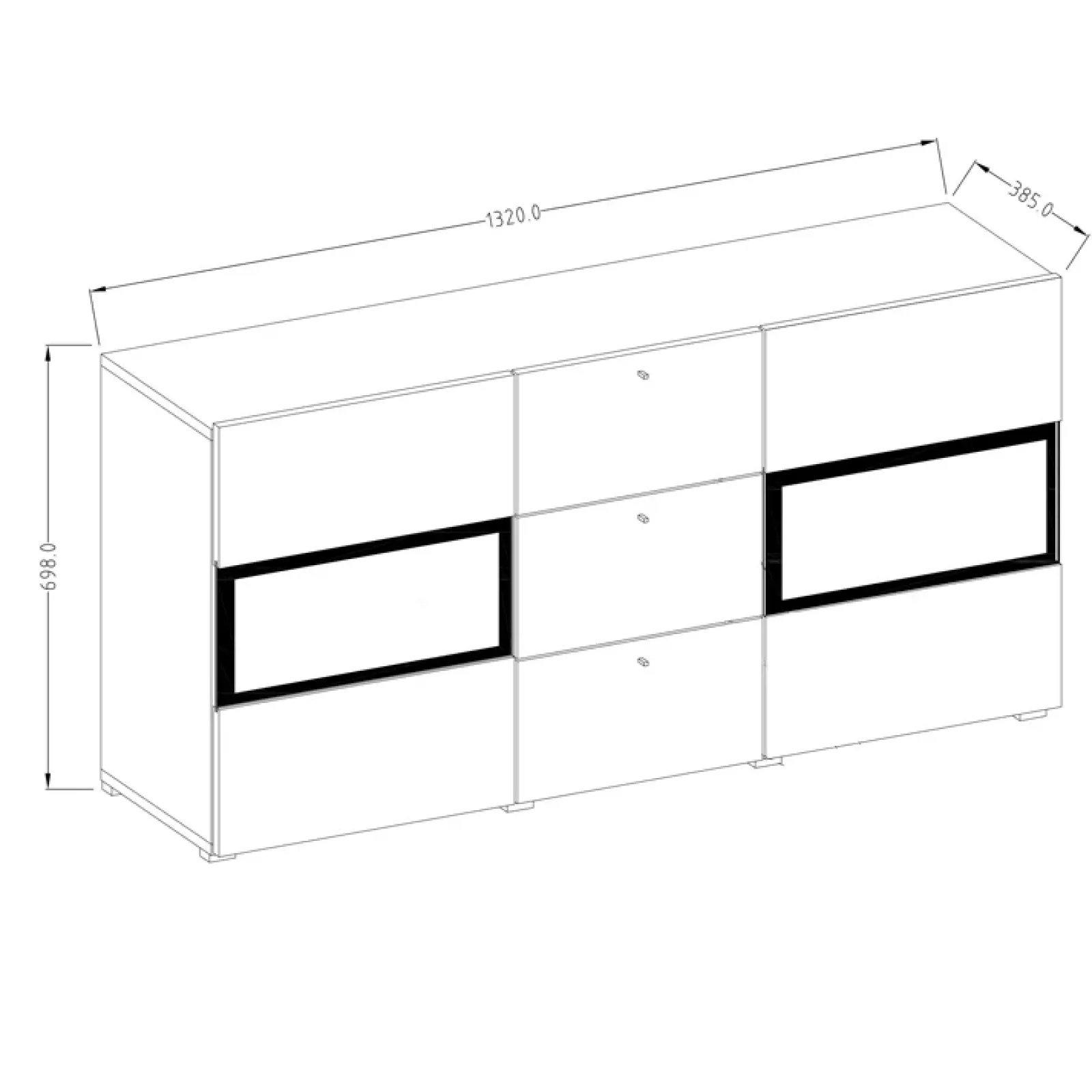 Garnero Arredamenti Credenze Moderne|Madie Moderne-Credenza 132x70h cm 2 ante 3 cassetti moderna Emotion Gihome® Cemento