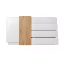 Garnero Arredamenti Credenze Moderne|Madie Moderne-Credenza 160x94h cm 2 ante 4 cassetti moderna quercia bianco opaco James