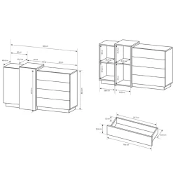 Garnero Arredamenti Credenze Moderne|Madie Moderne-Credenza 160x94h cm 2 ante 4 cassetti moderna quercia bianco opaco James