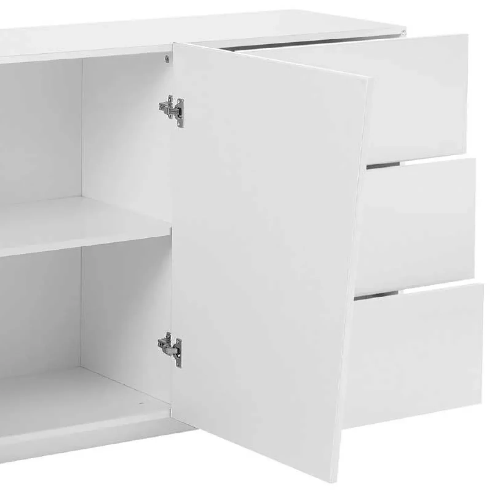 Garnero Arredamenti Credenze Moderne|Madie Moderne-Credenza 180x86h cm 2 ante 3 cassetti Candia Gihome® Bianco Lucido