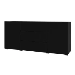 Garnero Arredamenti Credenze Moderne|Madie Moderne-Credenza 140x63h cm 2 ante 3 cassetti moderna soggiorno nero Fusion Nero Opaco