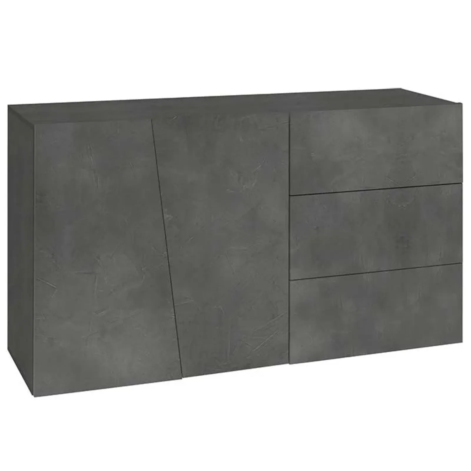 Garnero Arredamenti Credenze Moderne|Madie Moderne-Credenza 140x86h cm 2 ante 3 cassetti grigio Candia 140 Gihome® Ossido