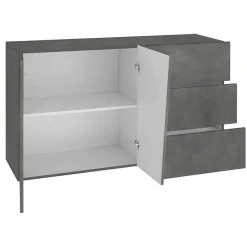 Garnero Arredamenti Credenze Moderne|Madie Moderne-Credenza 140x86h cm 2 ante 3 cassetti grigio Candia 140 Gihome® Ossido