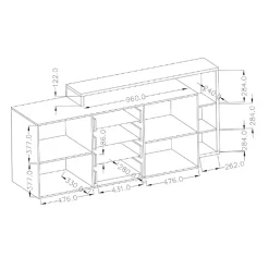 Garnero Arredamenti Credenze Moderne|Madie Moderne-Credenza 180x97h cm 2 ante 4 cassetti moderna rovere antracite Megan Gihome® Rovere - Antracite