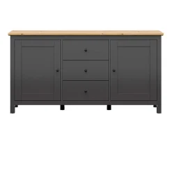 Garnero Arredamenti Credenze Moderne|Madie Moderne-Credenza 186x96h cm 2 ante 3 cassetti nero grafite rovere chiaro Holga Grafite - Rovere