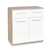 Garnero Arredamenti Credenze Moderne|Madie Moderne-Credenza 77x82h cm 2 ante 1 cassetto moderna rovere bianco Viki