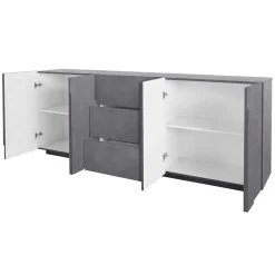 Garnero Arredamenti Credenze Moderne|Madie Moderne-Credenza 224x86h cm 4 ante 3 cassetti moderna Zenzero Gihome® Ossido