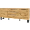 Garnero Arredamenti Credenze Moderne|Madie Moderne-Credenza 201x83h cm 2 ante 3 cassetti  moderna quercia metallo nero Petra