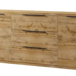 Garnero Arredamenti Credenze Moderne|Madie Moderne-Credenza 201x83h cm 2 ante 3 cassetti  moderna quercia metallo nero Petra