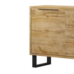 Garnero Arredamenti Credenze Moderne|Madie Moderne-Credenza 201x83h cm 2 ante 3 cassetti  moderna quercia metallo nero Petra