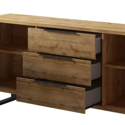 Garnero Arredamenti Credenze Moderne|Madie Moderne-Credenza 201x83h cm 2 ante 3 cassetti  moderna quercia metallo nero Petra