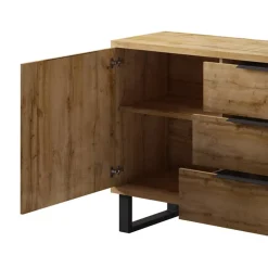 Garnero Arredamenti Credenze Moderne|Madie Moderne-Credenza 201x83h cm 2 ante 3 cassetti  moderna quercia metallo nero Petra