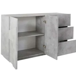Garnero Arredamenti Credenze Moderne|Madie Moderne-Credenza 143x86h cm 2 ante 3 cassetti moderna Zenzero Gihome® Cemento