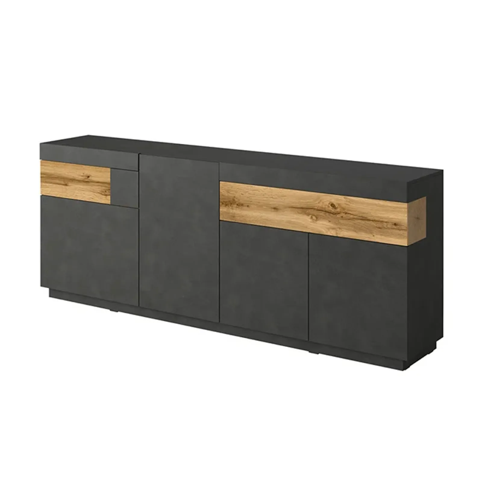 Garnero Arredamenti Credenze Moderne|Madie Moderne-Credenza 219x85h cm 4 ante 2 cassetti moderna antracite rovere Bahama Antracite - Rovere Rustico