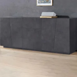 Garnero Arredamenti Credenze Moderne|Madie Moderne-Credenza 220x86h cm 4 ante 3 cassetti moderna Candia Gihome® Ossido