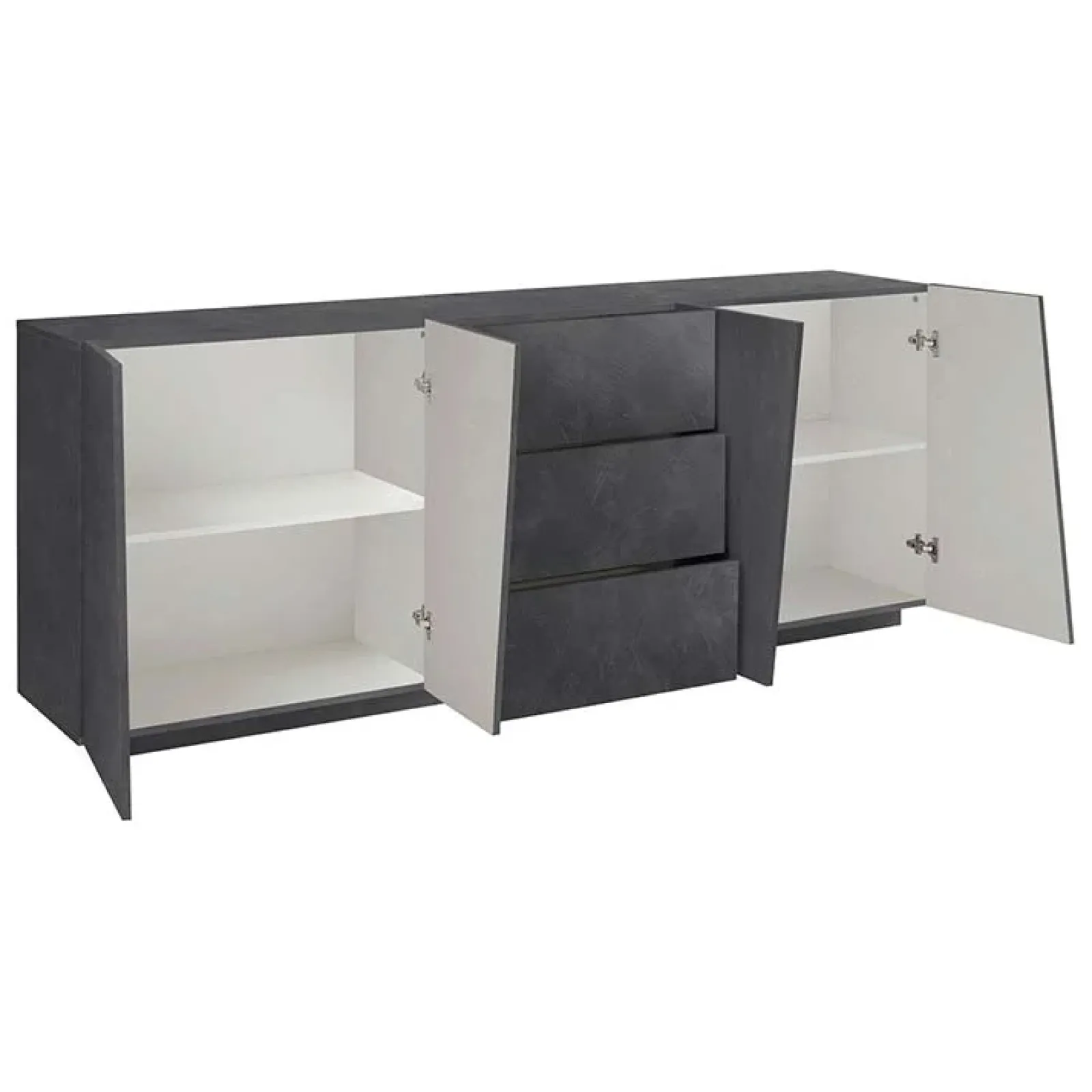 Garnero Arredamenti Credenze Moderne|Madie Moderne-Credenza 220x86h cm 4 ante 3 cassetti moderna Candia Gihome® Ossido