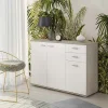 Garnero Arredamenti Credenze Moderne|Madie Moderne-Credenza 103x74h cm 3 ante 2 cassetti moderna  rovere bianco Ajed