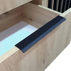 Garnero Arredamenti Credenze Moderne-Credenza 155x86h cm 2 ante 3 cassetti soggiorno quercia nero Miller Rovere Rustico