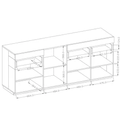 Garnero Arredamenti Credenze Moderne|Madie Moderne-Credenza 219x85h cm 4 ante 2 cassetti bianco lucido rovere Bahama Bianco Lucido - Rovere Rustico