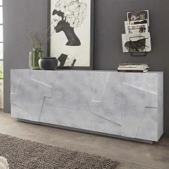 Garnero Arredamenti Credenze Moderne|Madie Moderne-Credenza 224x86h cm 4 ante 3 cassetti moderna Zenzero Gihome® Cemento