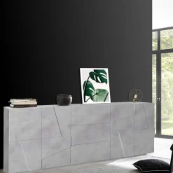 Garnero Arredamenti Credenze Moderne|Madie Moderne-Credenza 224x86h cm 4 ante 3 cassetti moderna Zenzero Gihome® Cemento