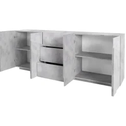 Garnero Arredamenti Credenze Moderne|Madie Moderne-Credenza 224x86h cm 4 ante 3 cassetti moderna Zenzero Gihome® Cemento