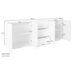 Garnero Arredamenti Credenze Moderne|Madie Moderne-Credenza 224x86h cm 4 ante 3 cassetti moderna Zenzero Gihome® Cemento