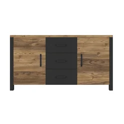 Garnero Arredamenti Credenze Moderne|Madie Moderne-Credenza 147x79h cm 2 ante 3 cassetti moderna quercia nero opaco Nebraska