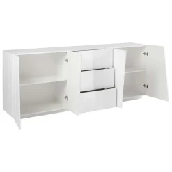 Garnero Arredamenti Credenze Moderne|Madie Moderne-Credenza 220x86h cm 4 ante 3 cassetti Candia Gihome® Bianco Lucido