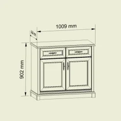 Garnero Arredamenti Mobili Arte Povera-Credenza 101x90h cm 2 ante 2 cassetti arte povera noce Toscana