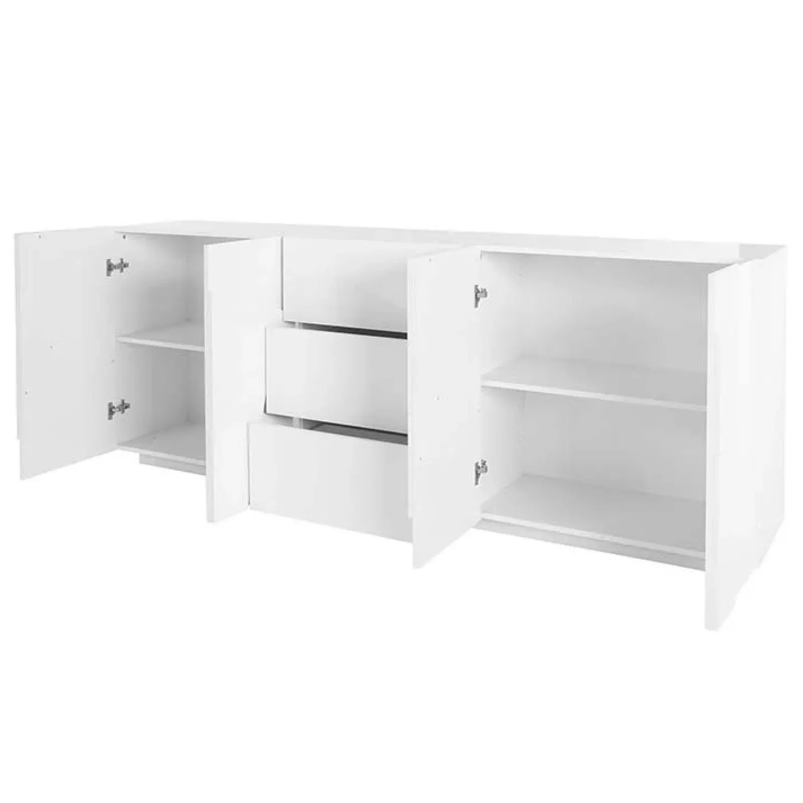 Garnero Arredamenti Credenze Moderne|Madie Moderne-Credenza 224x86h cm 4 ante 3 cassetti moderna Zenzero Gihome® Bianco Lucido