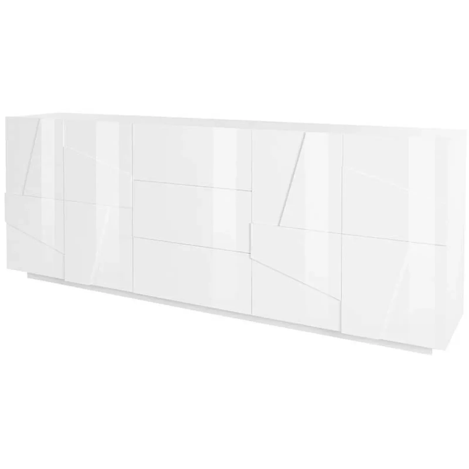Garnero Arredamenti Credenze Moderne|Madie Moderne-Credenza 224x86h cm 4 ante 3 cassetti moderna Zenzero Gihome® Bianco Lucido