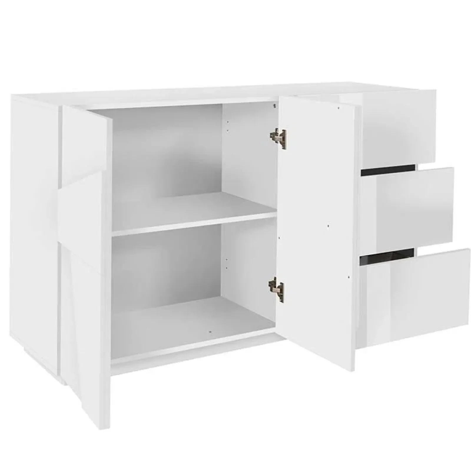 Garnero Arredamenti Credenze Moderne|Madie Moderne-Credenza 143x86h cm 2 ante 3 cassetti moderna Zenzero Gihome® Bianco Lucido