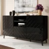 Garnero Arredamenti Credenze Moderne-Credenza 150x82h cm 2 ante 1 cassetto moderna decorato nero lucido Placida