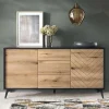 Garnero Arredamenti Credenze Moderne|Madie Moderne-Credenza 154x77h cm 2 ante 3 cassetti moderna quercia nero Becca