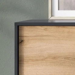 Garnero Arredamenti Credenze Moderne|Madie Moderne-Credenza 154x77h cm 2 ante 3 cassetti moderna quercia nero Becca