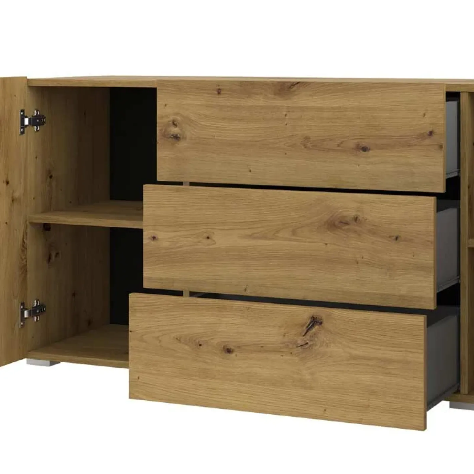 Garnero Arredamenti Credenze Moderne|Madie Moderne-Credenza 140x63h cm 2 ante 3 cassetti moderna opaco Fusion Rovere