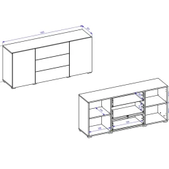 Garnero Arredamenti Credenze Moderne|Madie Moderne-Credenza 140x63h cm 2 ante 3 cassetti moderna opaco Fusion Rovere