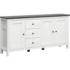 Garnero Arredamenti Credenze Moderne|Madie Moderne-Credenza 199x96h cm 3 ante 3 cassetti arte povera pino bianco frassinato grafite Holga Bianco Frassinato - Grafite