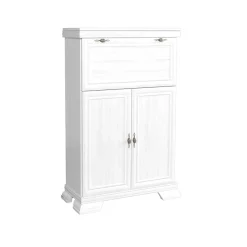 Garnero Arredamenti Credenza Alta-Credenza 88x136h cm 2 ante 1 ribalta shabby Kelly Bianco Frassinato