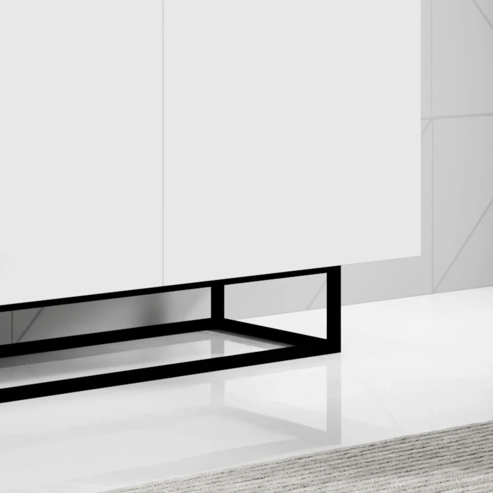 Garnero Arredamenti Credenze Moderne|Madie Moderne-Credenza 180x80h cm 3 ante 2 vani moderna bianco nero Erice Gihome® Bianco Opaco