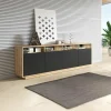 Garnero Arredamenti Credenze Moderne|Madie Moderne-Credenza 238x75h cm 4 ante 4 vani a giorno moderna  nero opaco rovere Esmond